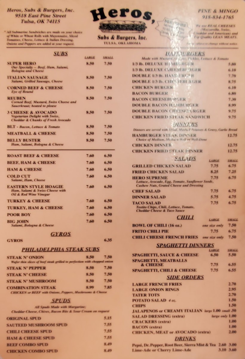Menu Heros Subs & Burgers-1